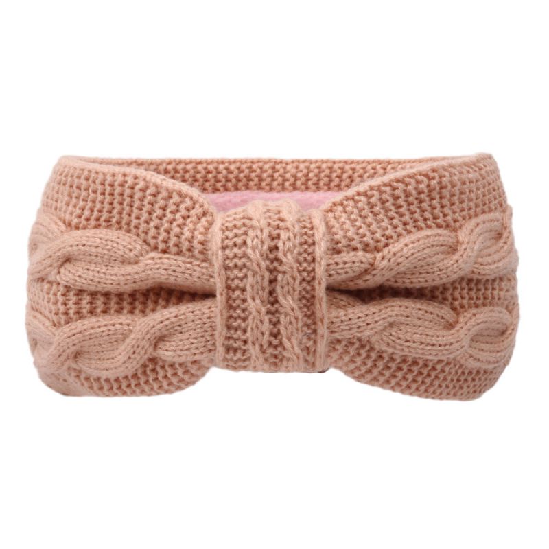 Fashion Flesh Pink Wool Cross Knitted Headband