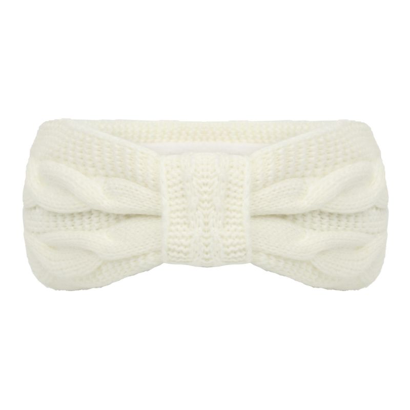 Fashion White Wool Cross Knitted Headband