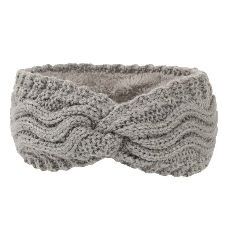 Fashion Light Grey Wool Cross Knitted Headband
