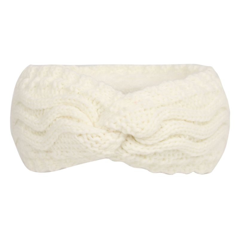 Fashion White Wool Cross Knitted Headband