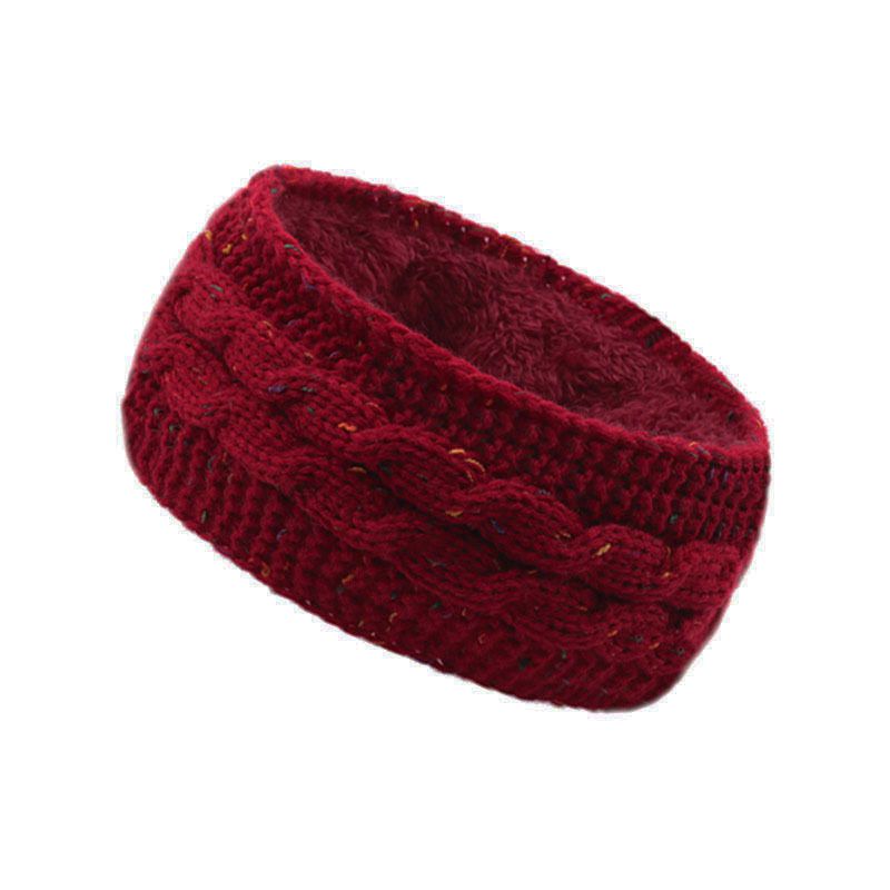 Fashion Maroon Colored Dots Wool Knitted Headband
