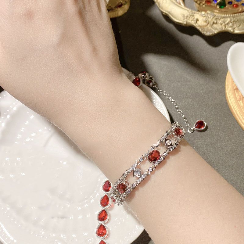 Fashion Bracelet 0028 Red About 16+5cm Copper Diamond Drop Bracelet