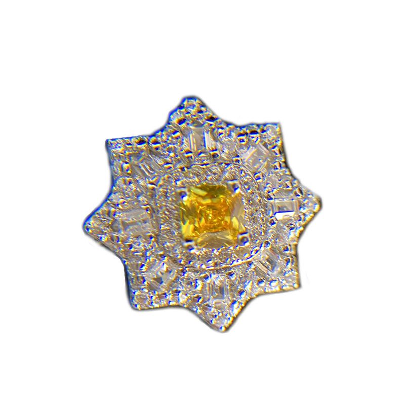 Fashion Sri Lanka Yellow Diamond Type A Metal Diamond Geometric Ring