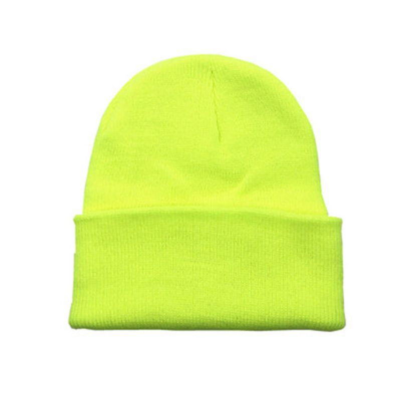Fashion Fluorescent Yellow Smooth Knitted Beanie