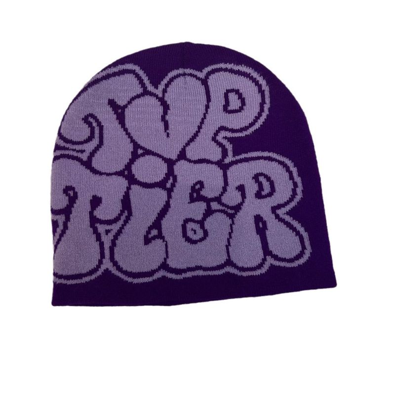 Fashion Purple Purple Characters Letter Jacquard Knitted Beanie