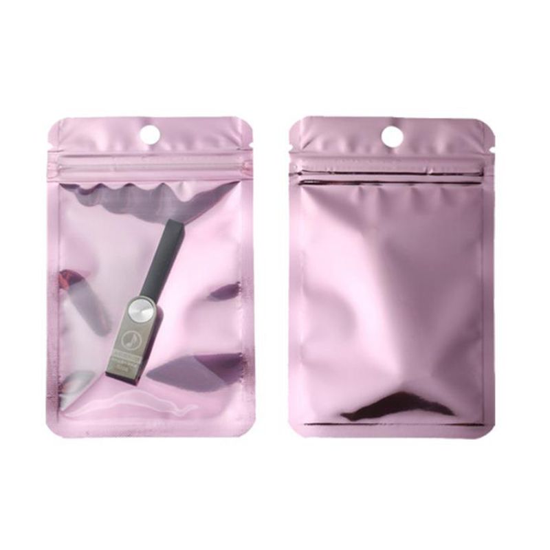 Fashion Rose Pink 14x20cm (minimum Batch Of 100 Pieces) Aluminum Foil Flat Mouth Self-sealing Packaging Bags (minimum Batch Of 100 Pieces)