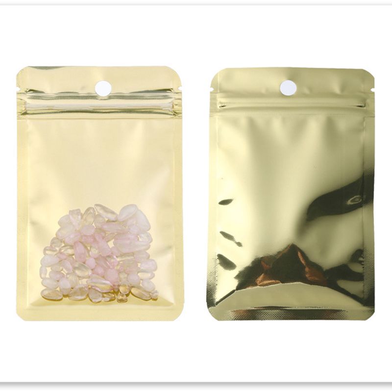 Fashion Gold Color 8x13cm (minimum Batch Of 100 Pieces) Aluminum Foil Flat Mouth Self-sealing Packaging Bags (minimum Batch Of 100 Pieces)