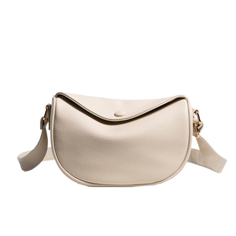 Fashion Off-white Pu Clamshell Large Capacity Crossbody Bag