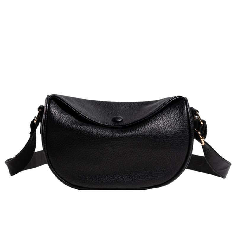 Fashion Black Pu Clamshell Large Capacity Crossbody Bag