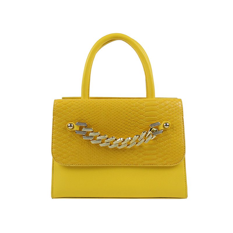 Fashion Yellow Crocodile Pattern Chain Crossbody Bag