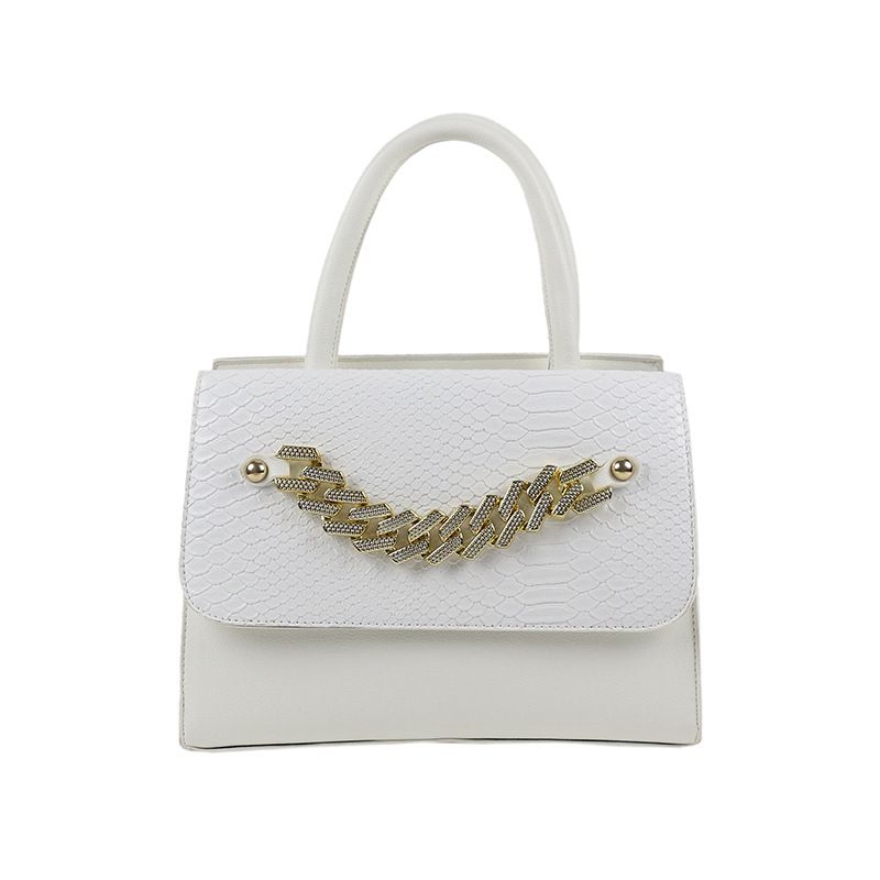 Fashion White Crocodile Pattern Chain Crossbody Bag
