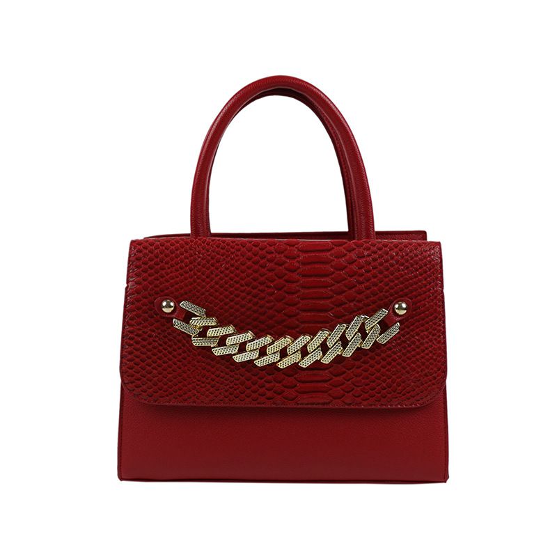 Fashion Red Crocodile Pattern Chain Crossbody Bag
