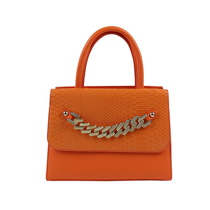 Fashion Orange Crocodile Pattern Chain Crossbody Bag