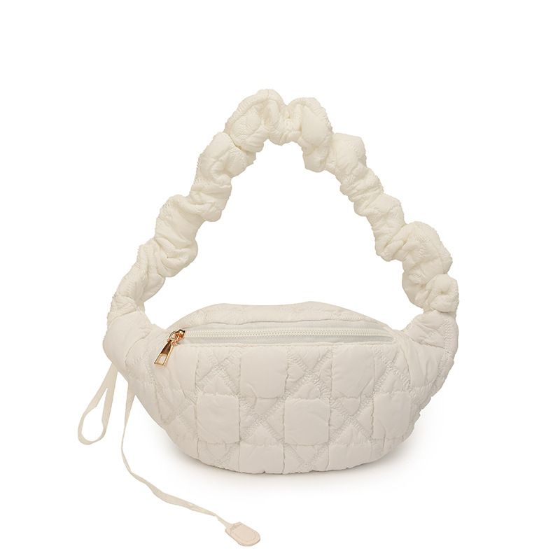 Fashion White Pu Pleated Large Capacity Shoulder Bag