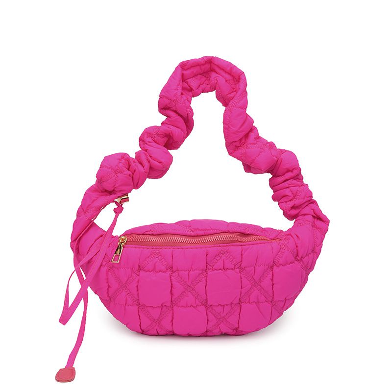 Fashion Rose Pink Pu Pleated Large Capacity Shoulder Bag