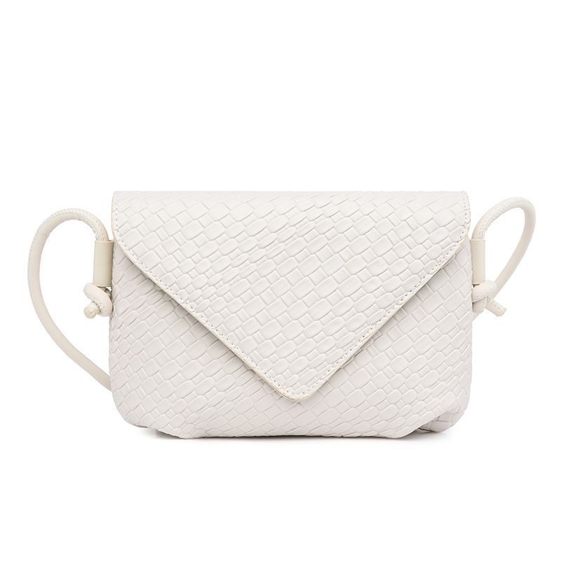 Fashion White Pu Woven Flap Envelope Crossbody Bag