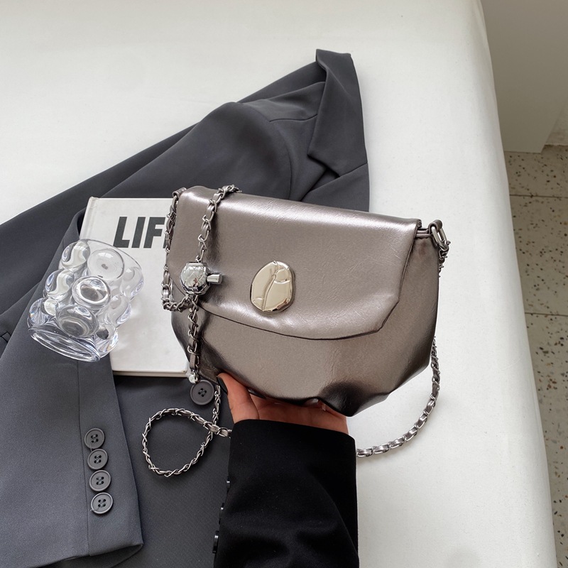 Fashion Champagne (silver) Pu Flap Crossbody Bag