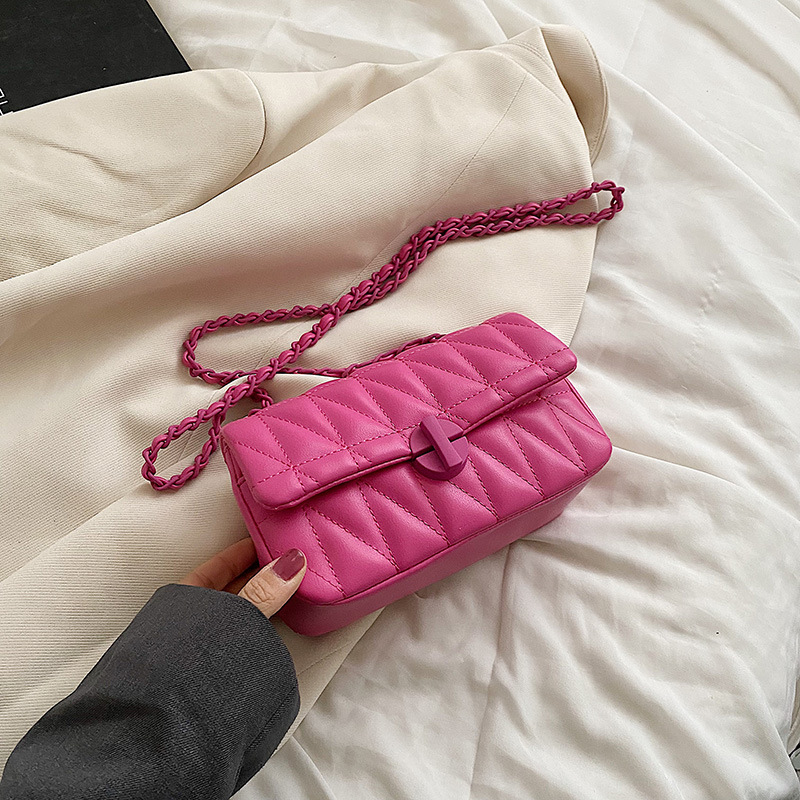 Fashion Rose Pink Pu Embroidery Flap Crossbody Bag