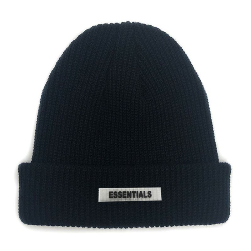 Fashion Black Acrylic Knitted Patch Beanie