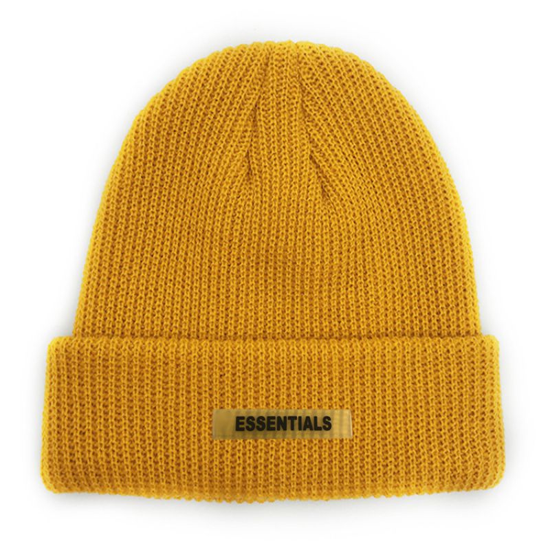 Fashion Ginger Yellow Acrylic Knitted Patch Beanie