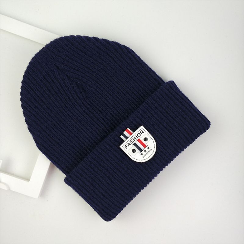Fashion Navy (fashion) Acrylic Knitted Patch Beanie