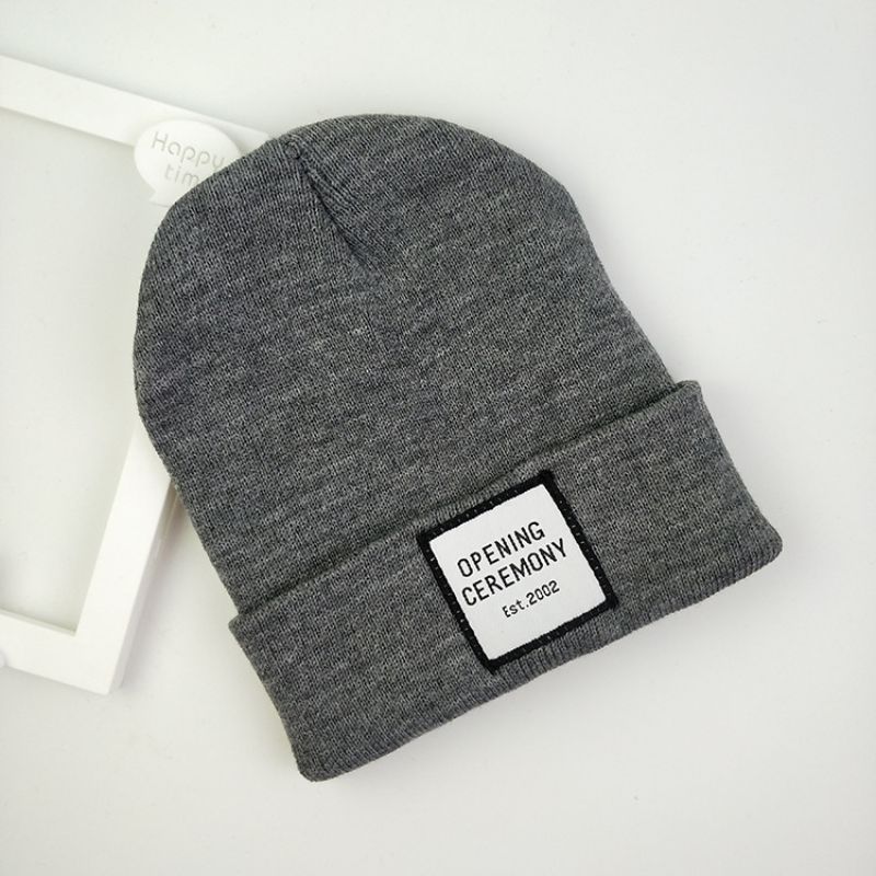 Fashion Gray (breakup Master Model) Acrylic Knitted Patch Beanie