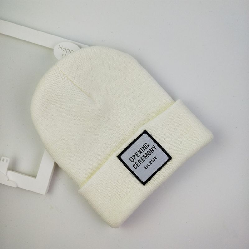 Fashion White (breakup Master Model) Acrylic Knitted Patch Beanie