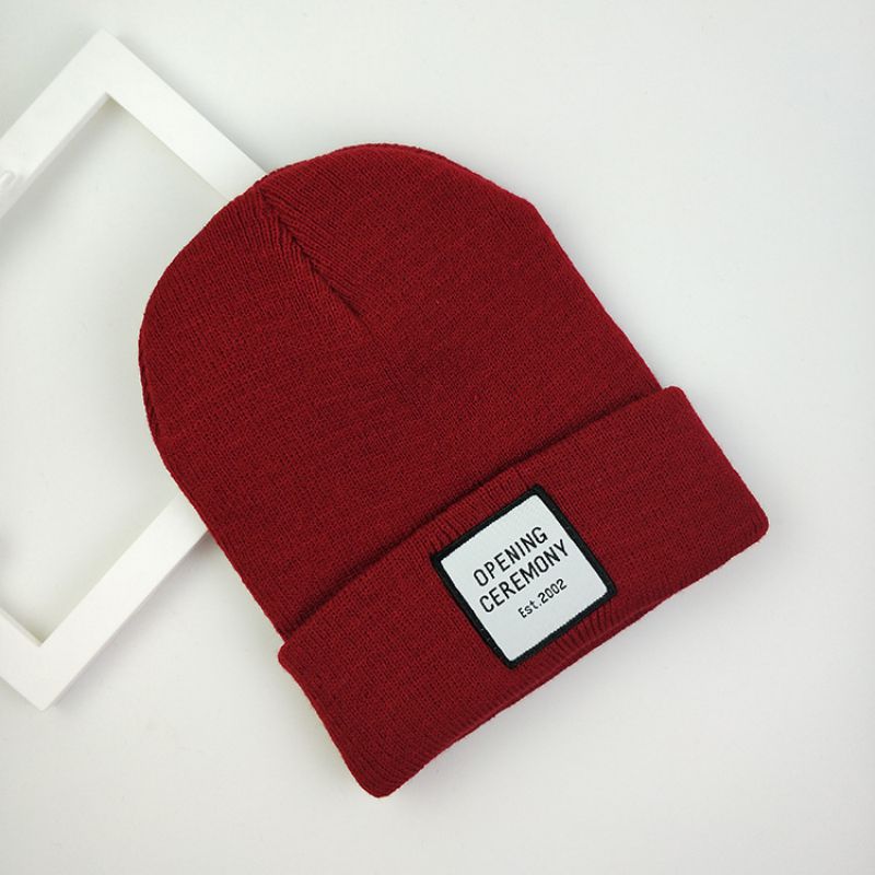 Fashion Burgundy (breakup Master Model) Acrylic Knitted Patch Beanie