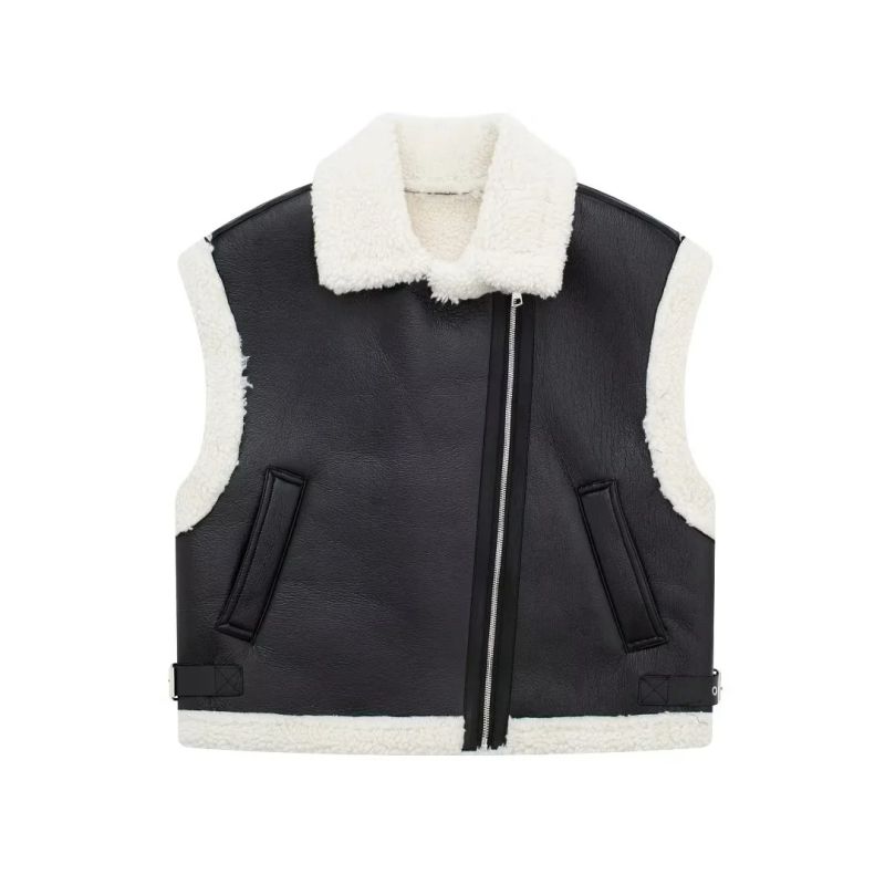 Fashion Black Blended Lapel Vest