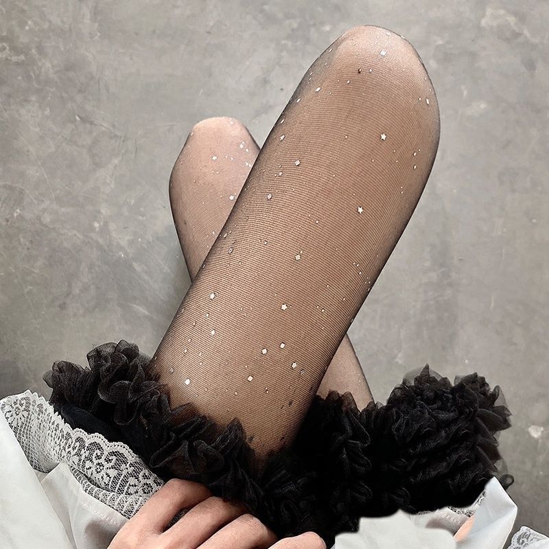 Fashion Black Nylon Diamond Printed Stockings