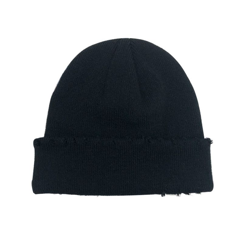 Fashion Black Distressed Knitted Beanie