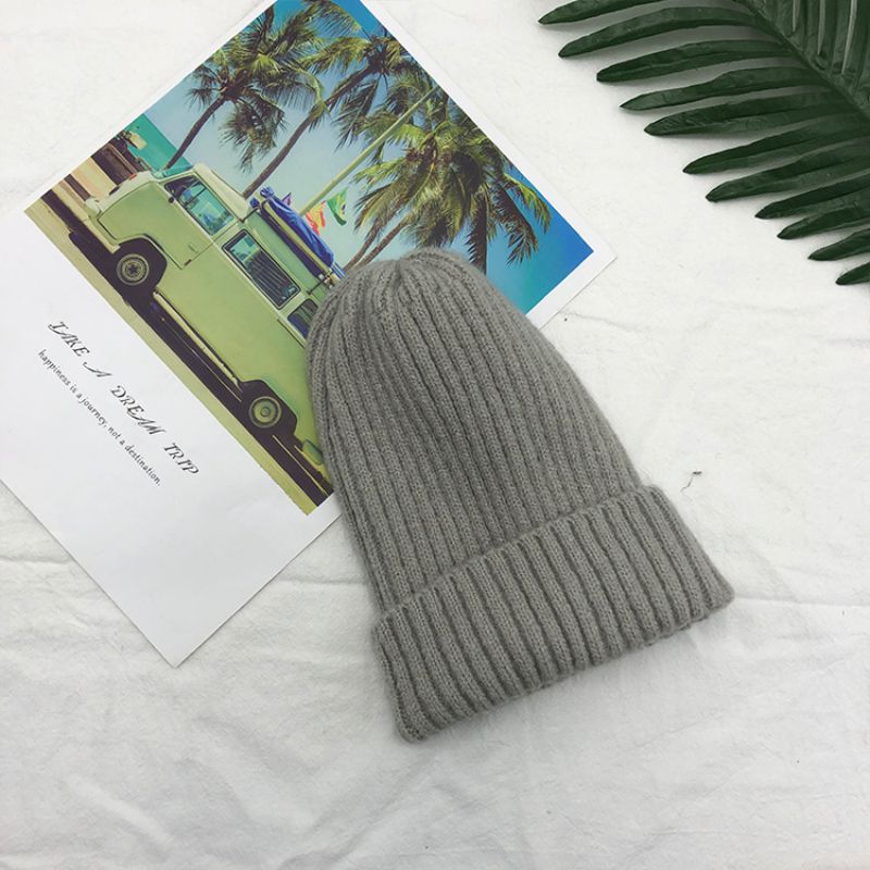 Fashion Light Grey Blended Knitted Beanie