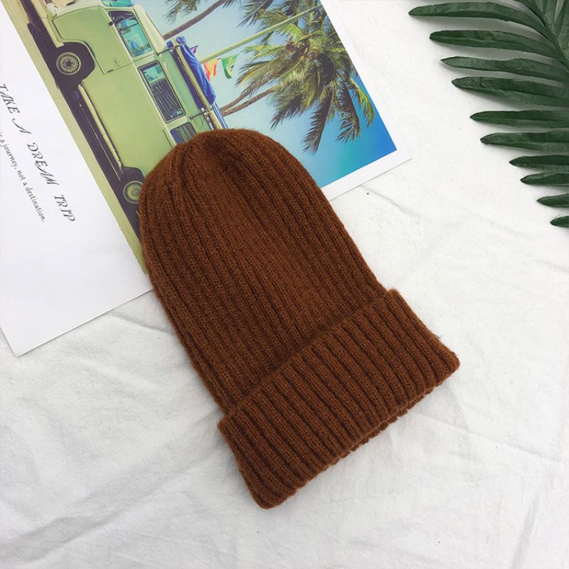 Fashion Caramel Colour Blended Knitted Beanie