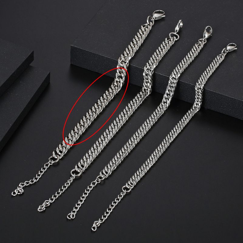 Fashion Width 9mm Length 19cm+5cm Extension Chain Titanium Steel Geometric Chain Mens Bracelet