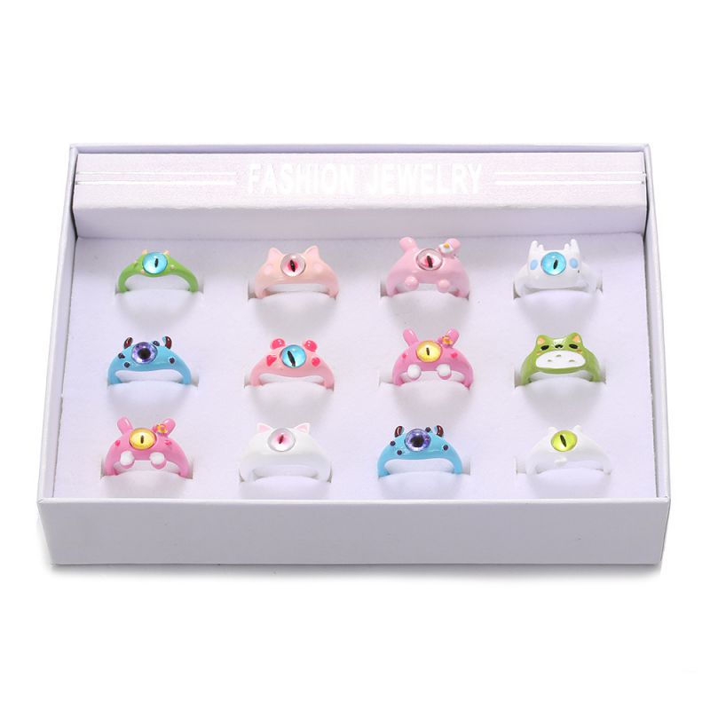 Fashion Color Alloy Geometric Eyes Monster Ring Set