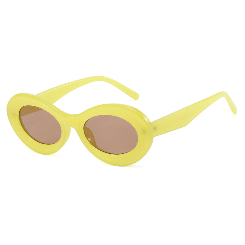 Fashion Jelly Green Tea Tablets Oval Small Frame Sunglasses