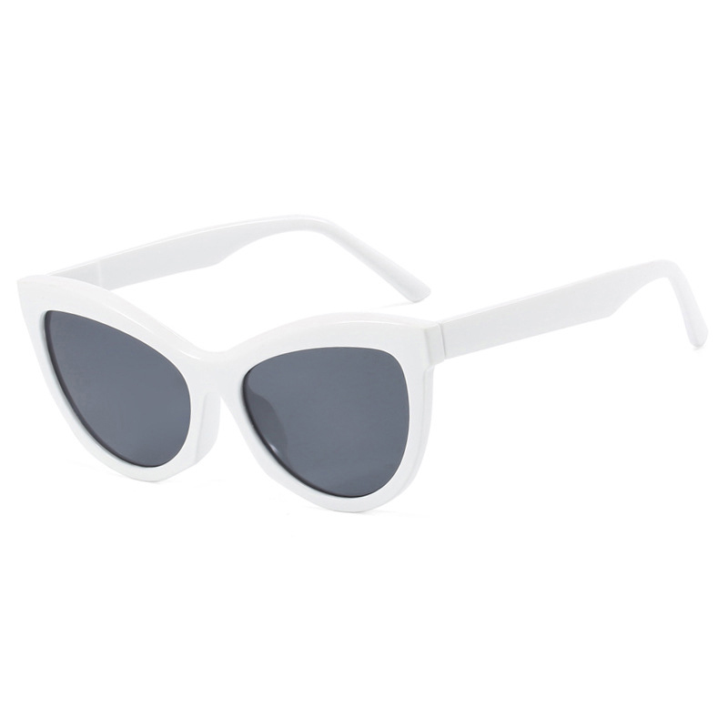 Fashion Solid White Gray Flakes Cat Eye Large Frame Sunglasses