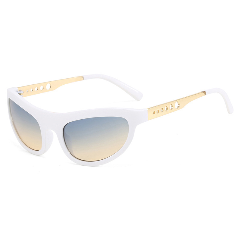 Fashion Solid White Green Tea Cat Eye Hollow Sunglasses