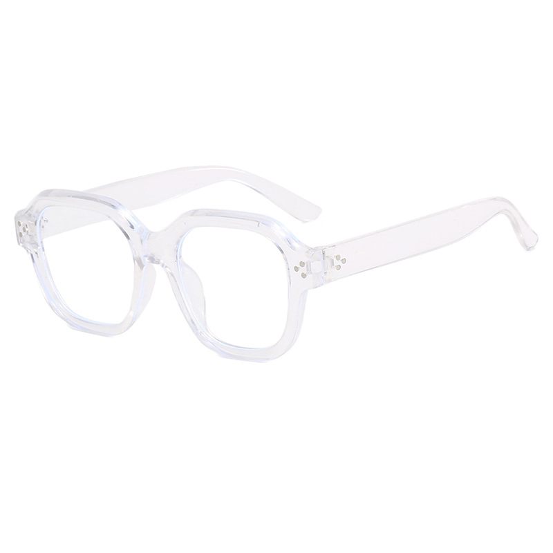 Fashion Transparent White Tablets Square Buckle Sunglasses With Rice Studs