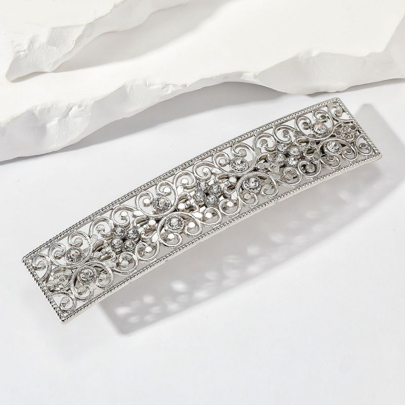 Fashion Silver Alloy Carved Square Hairpin