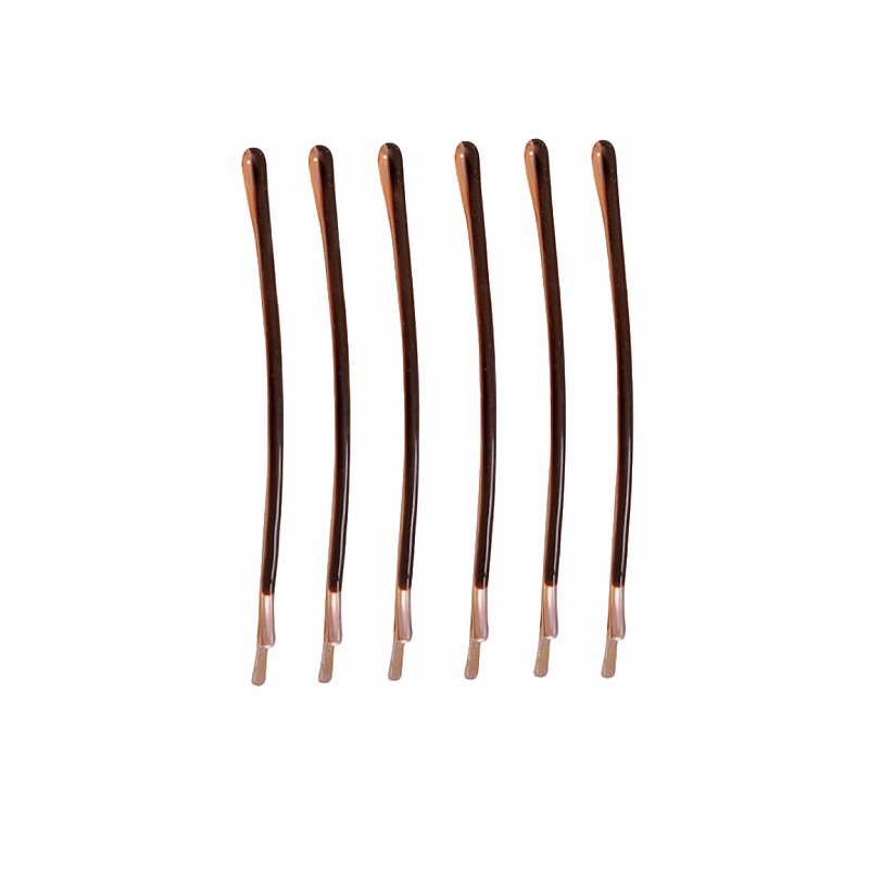 Fashion Short Brown 6cm Set Of 6 O3409 Alloy Oil Dripping Hairpin