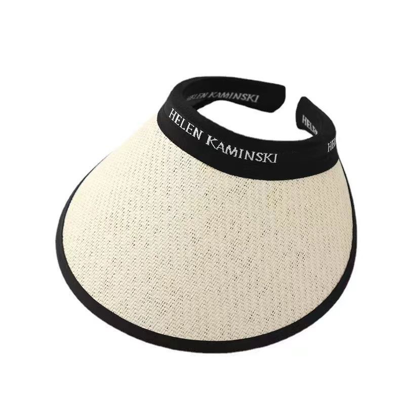 Fashion Beige Straw Hollow Top Large Brim Sun Hat