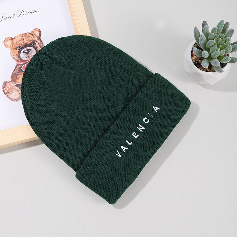 Fashion Green Letter Embroidered Knitted Beanie