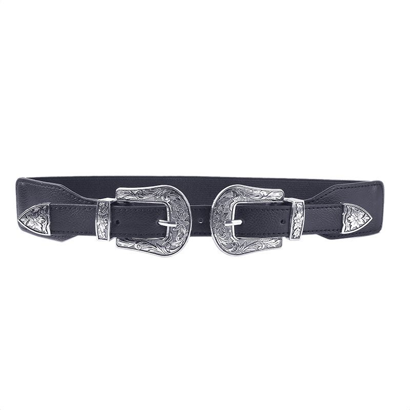 Fashion Vintage Silver Wide Belt With Metal Pin Buckle