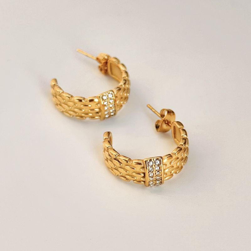 Fashion Earrings Titanium Steel Diamond Geometric Earrings