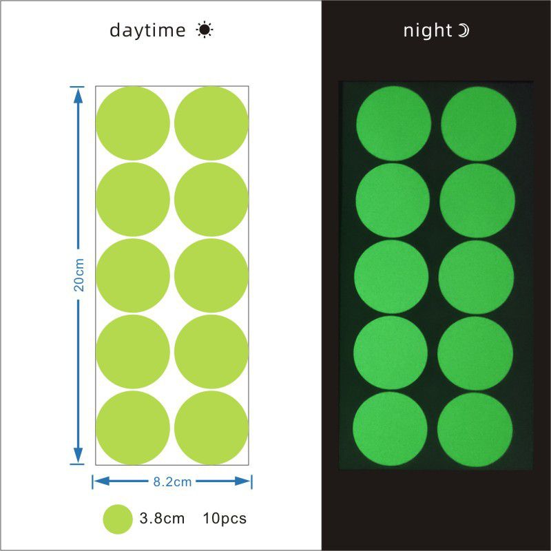 Fashion Green Light 3901#10 Luminous Circles Pvc Luminous Dot Wall Sticker