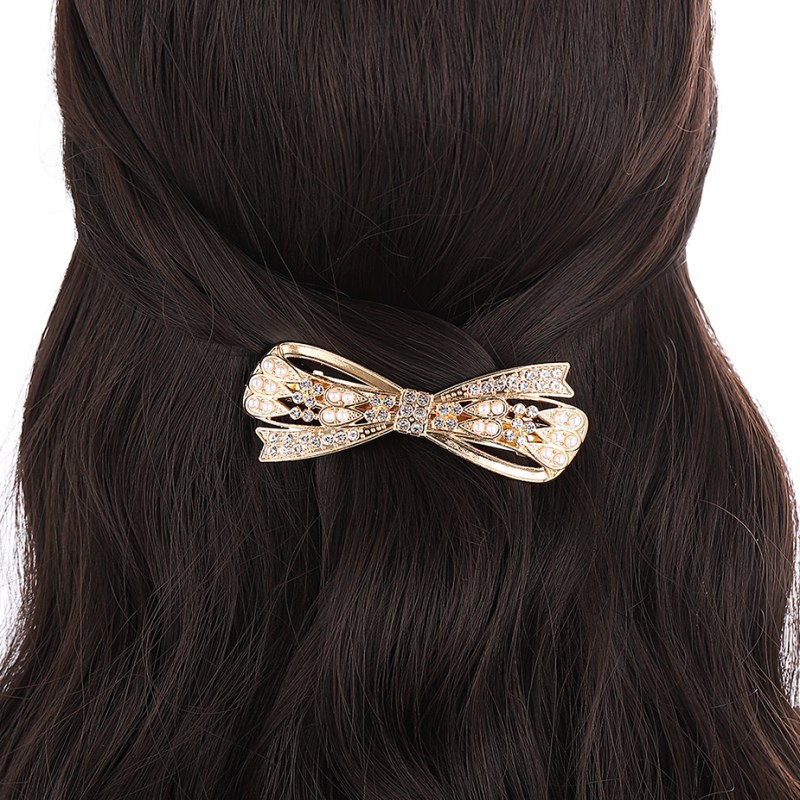 Fashion Bow Tie Style Alloy Diamond Bow Hair Clip