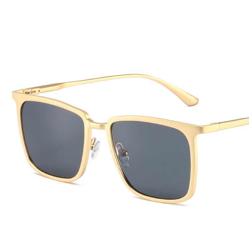 Fashion Gold Frame Gray Piece Ac Square Large Frame Sunglasses