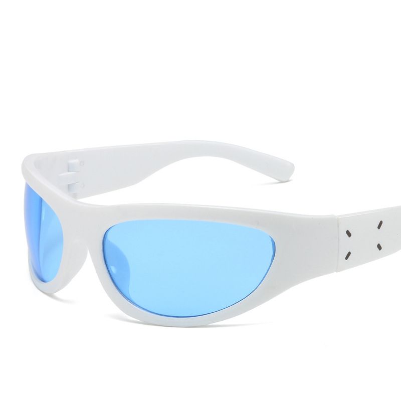 Fashion Solid White Frame Blue Film Cat Eye Dot Paint Full Frame Sunglasses