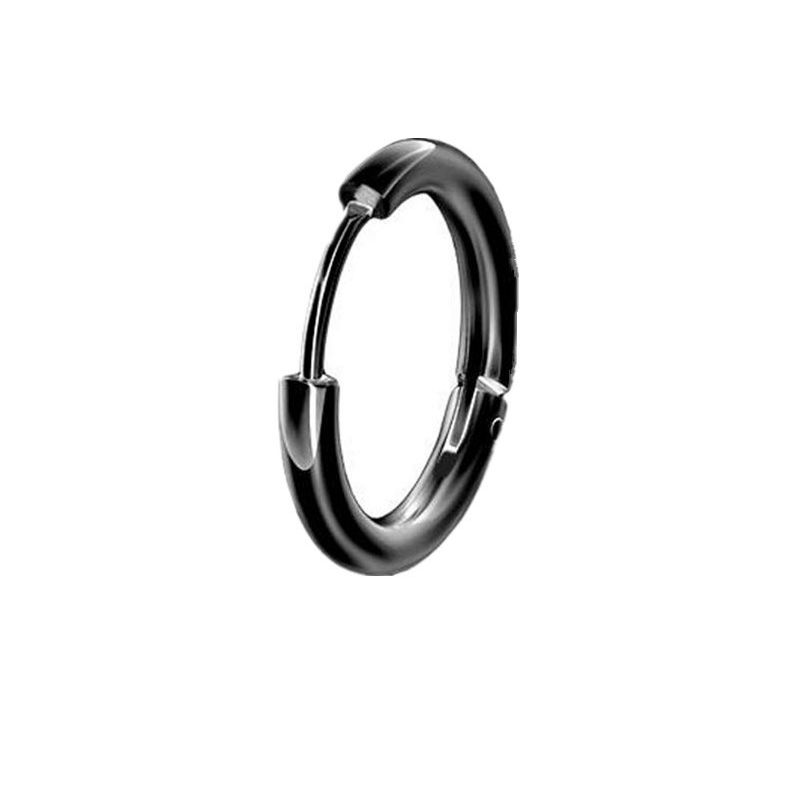 Fashion Black 20mm (single) Titanium Steel Geometric Round Mens Earrings (single)
